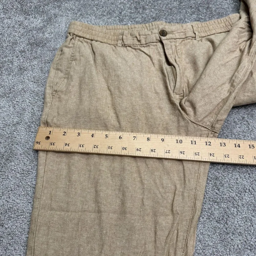 Banana Republic Athletic Fit Linen Cotton Blend Drawstring Pants Men 34x30 Tan